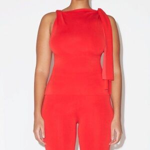 NWT Khy Sleek Stretch Knotted Top - Bright Red